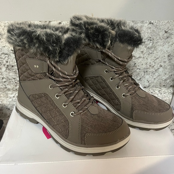 Ryka Taupe Fur-Trimmed Winter Boots - Picture 1 of 5